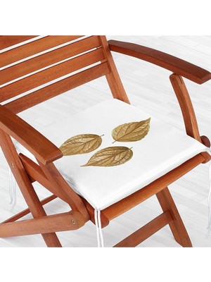 Rem Home Remhome 3D Altın Yapraklar Özel Tasarımlı Modern Fermuarlı Sandalye Minderi