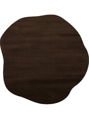 Cool Halı Puffy Koyu Kahve Rengi Kalın Amorf Peluş Organik Form Şekilli Yuvarlak Salon Genç Yatak Odası Halısı