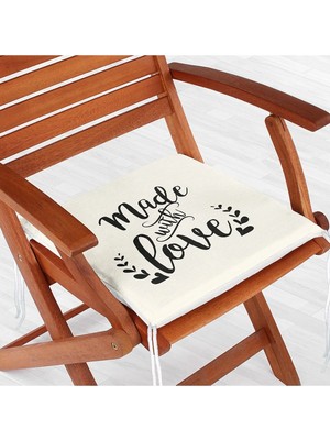 Rem Home Remhome Made With Love Yazılı Dijital Baskılı Modern Fermuarlı Sandalye Minderi