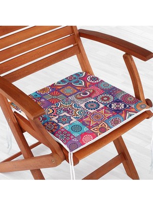 Rem Home Remhome Etnik Desenli Dijital Baskılı Modern Fermuarlı Sandalye Minderi