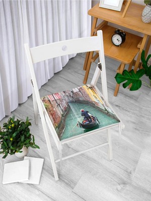 Rem Home Remhome Venedik Temalı Dijital Baskılı Modern Fermuarlı Sandalye Minderi