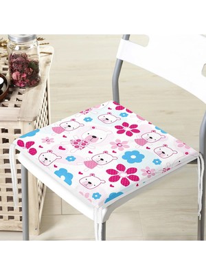 Rem Home Remhome Sevimli Ayıcık Motifli Dijital Baskılı Özel Tasarım Modern Fermuarlı Sandalye Minderi