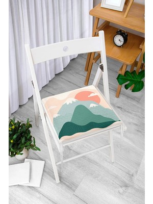 Rem Home Remhome Renkli Dağ Motifli Dijital Baskılı Modern Fermuarlı Sandalye Minderi
