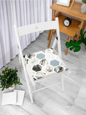 Rem Home Remhome Hava Durumu Temalı Bal Peteği Motifli Dijital Baskılı Fermuarlı Sandalye Minderi