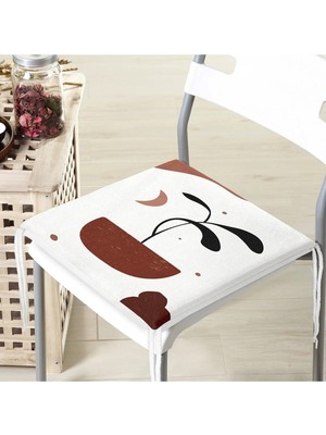 Rem Home Remhome Renkli Zeminli Onedraw Çizimli Yaprak Desenli Dijital Baskılı Modern Fermuarlı Sandalye Minderi