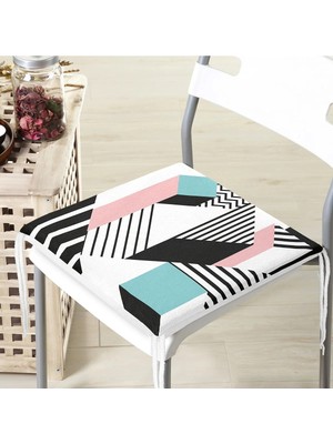 Rem Home Remhome Modern Geometrik Şekilli Dijital Baskılı Fermuarlı Sandalye Minderi