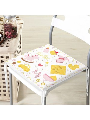 Rem Home Remhome Oyuncak Bebek Arabası Motifli Dijital Baskılı Modern Fermuarlı Sandalye Minderi