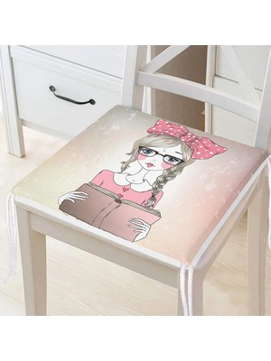 Rem Home Remhome Fashion Girl Dijital Baskılı Modern Fermuarlı Sandalye Minderi