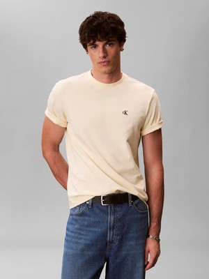Calvin Klein Erkek Sarı Calvin Klein Ss Easy Monogram Tee, Zrk, S Sarı Erkek T-Shirt