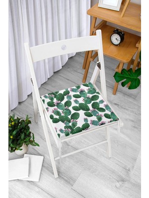 Rem Home Remhome Kaktüs Desenli Watercolor Renkli Modern Fermuarlı Sandalye Minderi