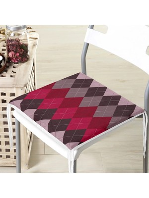 Rem Home Remhome Baklava Desenli Dijital Baskılı Modern Fermuarlı Sandalye Minderi