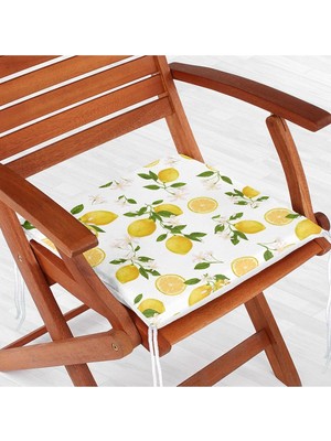 Rem Home Remhome Limon Desenli Ilkbahar Renkleri Dijital Baskılı Modern Fermuarlı Sandalye Minderi