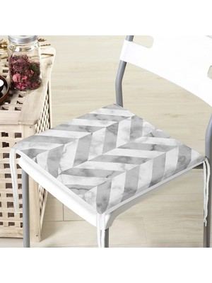Rem Home Remhome Geometrik Desenli Mermer Zeminli Modern Fermuarlı Sandalye Minderi