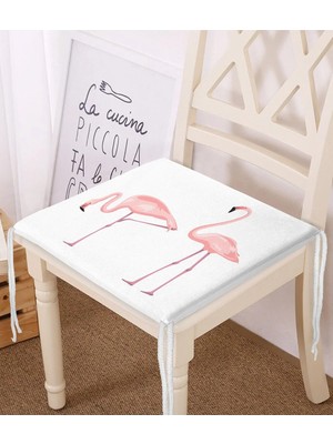 Rem Home Remhome Pembe Flamingo Desenli Dijital Baskılı Fermuarlı Sandalye Minderi