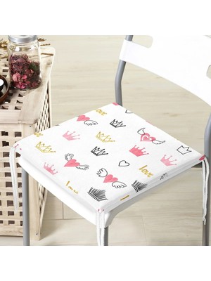 Rem Home Remhome Kanatlı Kalp Desenli Love Motifli Modern Fermuarlı Sandalye Minderi