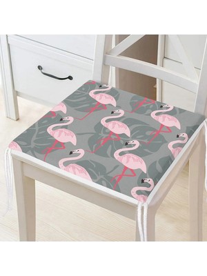 Rem Home Remhome Flamingo Desenli Dijital Baskılı Fermuarlı Sandalye Minderi
