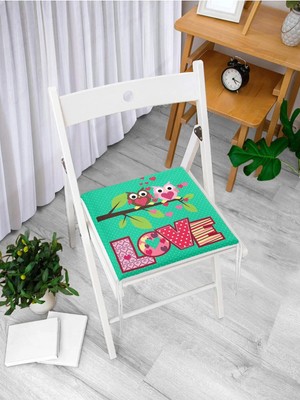 Rem Home Remhome Baykuş Desenli Dijital Baskılı Fermuarlı Sandalye Minderi