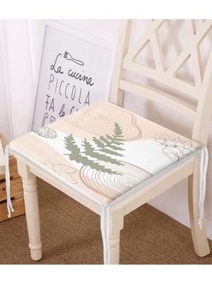 Rem Home Remhome Pastel Renkli Yaprak Motifli Dijital Baskılı Modern Fermuarlı Sandalye Minderi