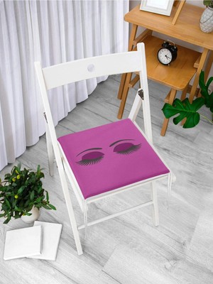Rem Home Remhome Mor Zeminde Kirpik Motifli Fermuarlı Sandalye Minderi