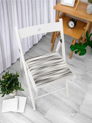 Rem Home Remhome Modern Kareler Dijital Baskılı Fermuarlı Sandalye Minderi