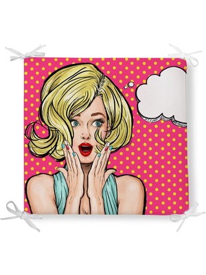 Rem Home Remhome Pop Art Desen Dekorati Kare Sandalye Minderi 40X40CM Ermuarlı