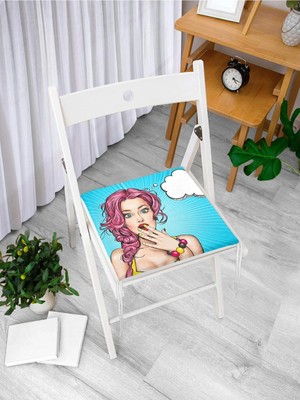 Rem Home Remhome Pop Art Desen Dijital Baskılı Fermuarlı Sandalye Minderi