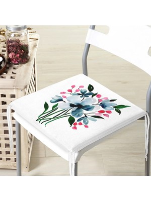 Rem Home Remhome Modern Çiçek Desenli Dijital Baskılı Fermuarlı Sandalye Minderi