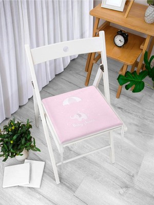 Rem Home Remhome Pembe Zeminde Uçan Fil Desenli Bebek Odası Fermuarlı Sandalye Minderi
