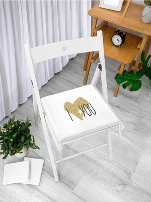Rem Home Remhome I Love You Aşk Temalı Dijital Baskılı Modern Fermuarlı Sandalye Minderi