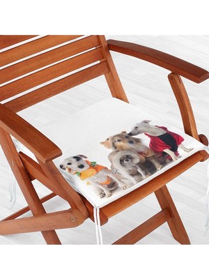 Rem Home Remhome Çeşitli Köpek Desenli Dijital Baskılı Modern Fermuarlı Sandalye Minderi