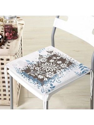Rem Home Remhome Şık Çiçek Çizimli Illüstrasyon Dijital Baskılı Fermuarlı Sandalye Minderi