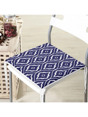 Rem Home Remhome Mavi Etnik Motifli Dijital Baskılı Modern Fermuarlı Sandalye Minderi