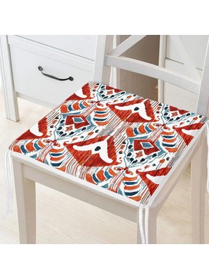 Rem Home Remhome Kırmızı Renkli Damask Tasarımlı Modern Fermuarlı Sandalye Minderi