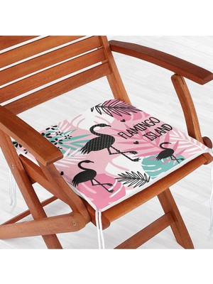 Rem Home Remhome Flamingo Desenli Dijital Baskılı Fermuarlı Sandalye Minderi