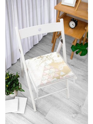 Rem Home Remhome Renkli Zemin Üzerinde Üçgen Desenli Dijital Baskılı Modern Fermuarlı Sandalye Minderi