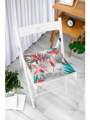 Rem Home Remhome Yaprak Desenli Dijital Baskılı Pofidik Sandalye Minderi