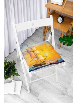 Rem Home Remhome Modern Gemi Desen Dijital Baskılı Pofidik Sandalye Minderi