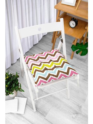 Rem Home Remhome Modern Zigzag Dijital Baskılı Pofidik Sandalye Minderi