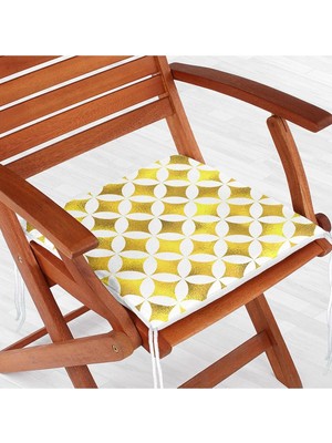 Rem Home Remhome Geometrik Altın Renkte Desenler Modern Fermuarlı Sandalye Minderi