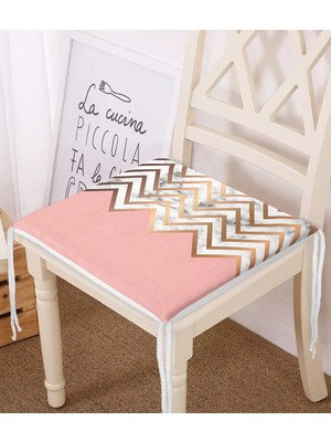 Rem Home Remhome Gold ve Pembe Renkli Mermer Desenli Modern Fermuarlı Sandalye Minderi
