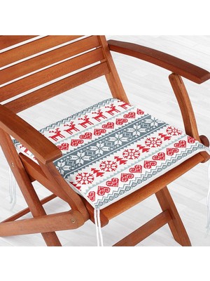Rem Home Remhome Yılbaşı Konsept Desenli Özel Tasarımlı Dijital Baskılı Modern Fermuarlı Sandalye Minderi
