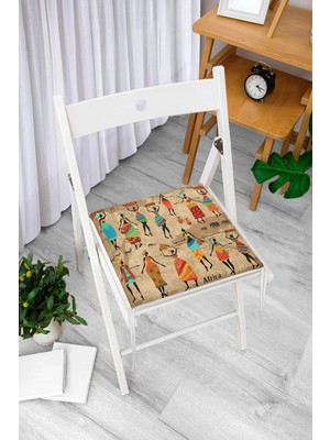 Rem Home Remhome Afrika Etnik Desenli Dijital Baskılı Modern Fermuarlı Sandalye Minderi