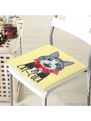Rem Home Remhome Cat-Cula Dijital Baskılı Modern Fermuarlı Sandalye Minderi
