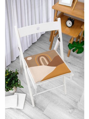 Rem Home Remhome Renkli Zeminde Onedraw Çizimli Oval Desenli Dijital Baskılı Modern Fermuarlı Sandalye Minderi