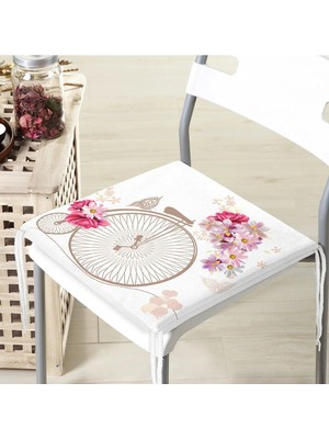 Rem Home Remhome Modern Bisiklet Desenli Dijital Baskılı Fermuarlı Sandalye Minderi