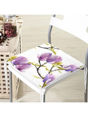Rem Home Remhome Sulu Boya Çiçek Desenli Dijital Baskılı Modern Fermuarlı Sandalye Minderi