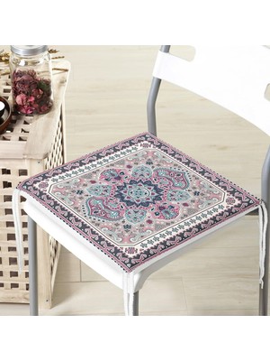 Rem Home Remhome Kare Çini Motifli Modern Dijital Baskılı Fermuarlı Sandalye Minderi