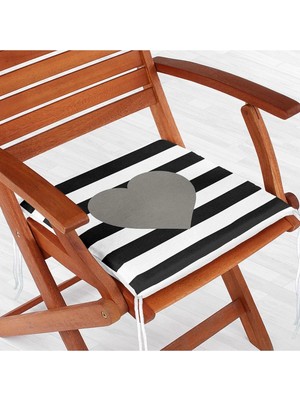 Rem Home Remhome Modern Kalp Desenli Dijital Baskılı Fermuarlı Sandalye Minderi