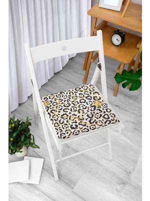 Rem Home Remhome Zebra Desenli Altın Detaylı Modern Fermuarlı Sandalye Minderi