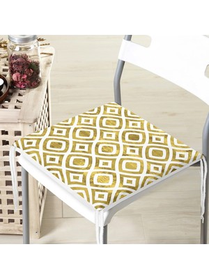 Rem Home Remhome Geometrik Şekilli Altın Detaylı Modern Fermuarlı Sandalye Minderi